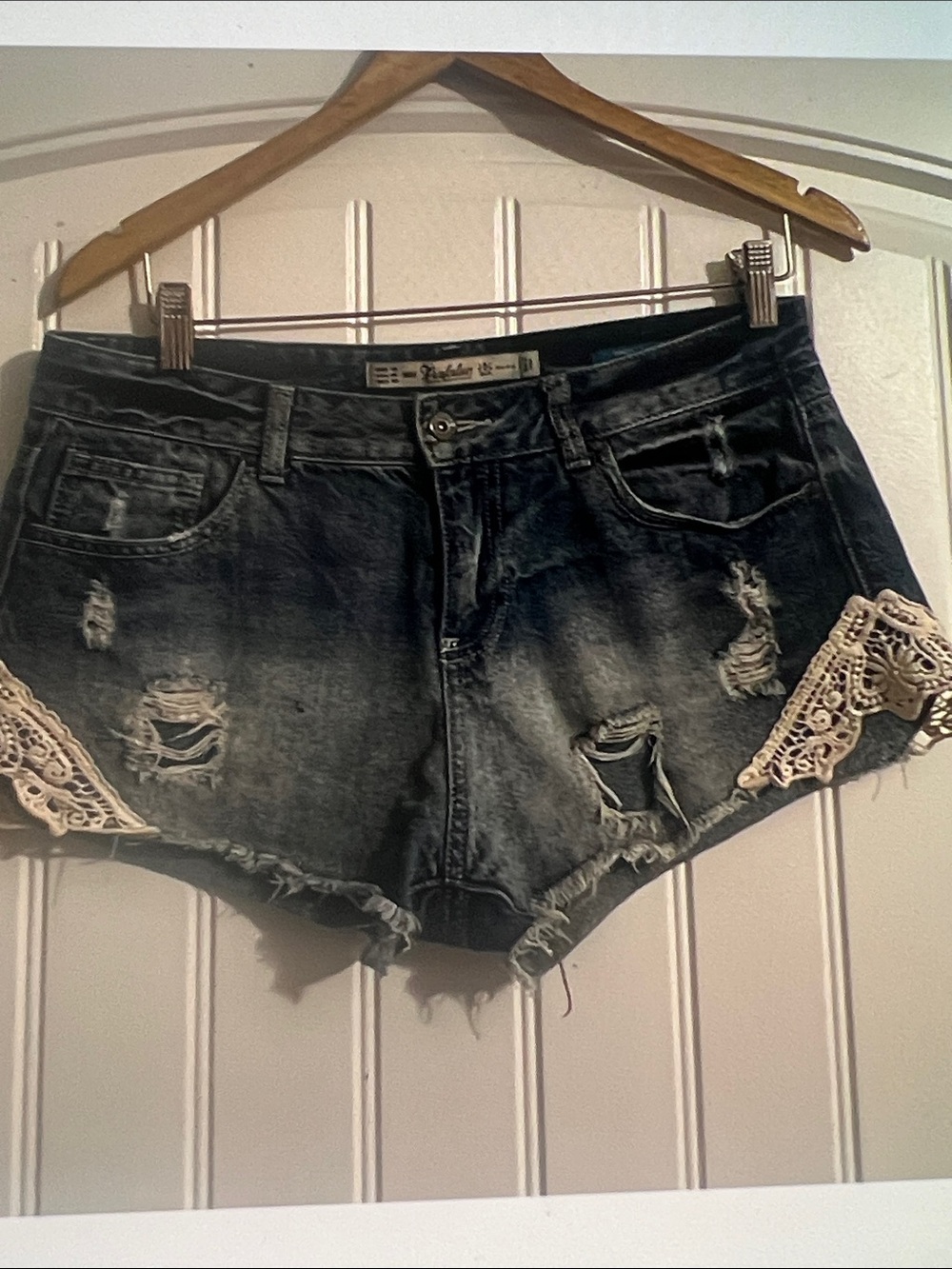 Zara Denim Shorts with Crochet Trim
